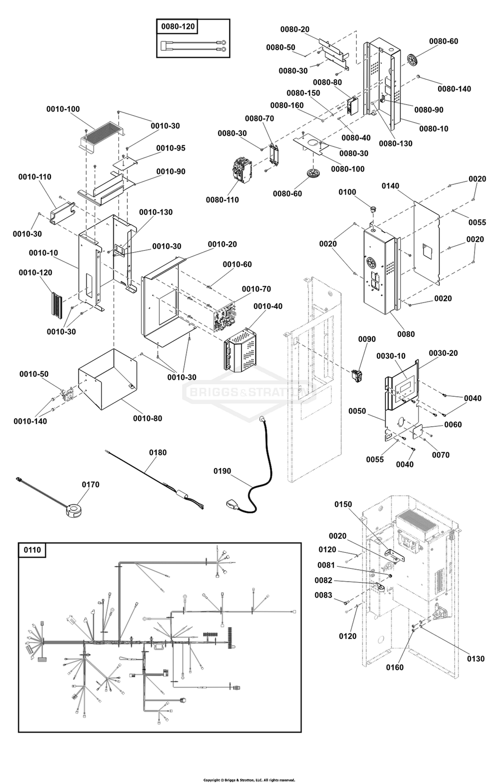 Control Panel Group Diagram and Parts List for 040746-00  Briggs and Stratton Generator